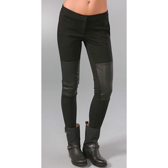 leather patch leggings